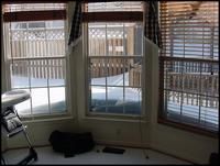 view from the kitchen in the new house on to the deck