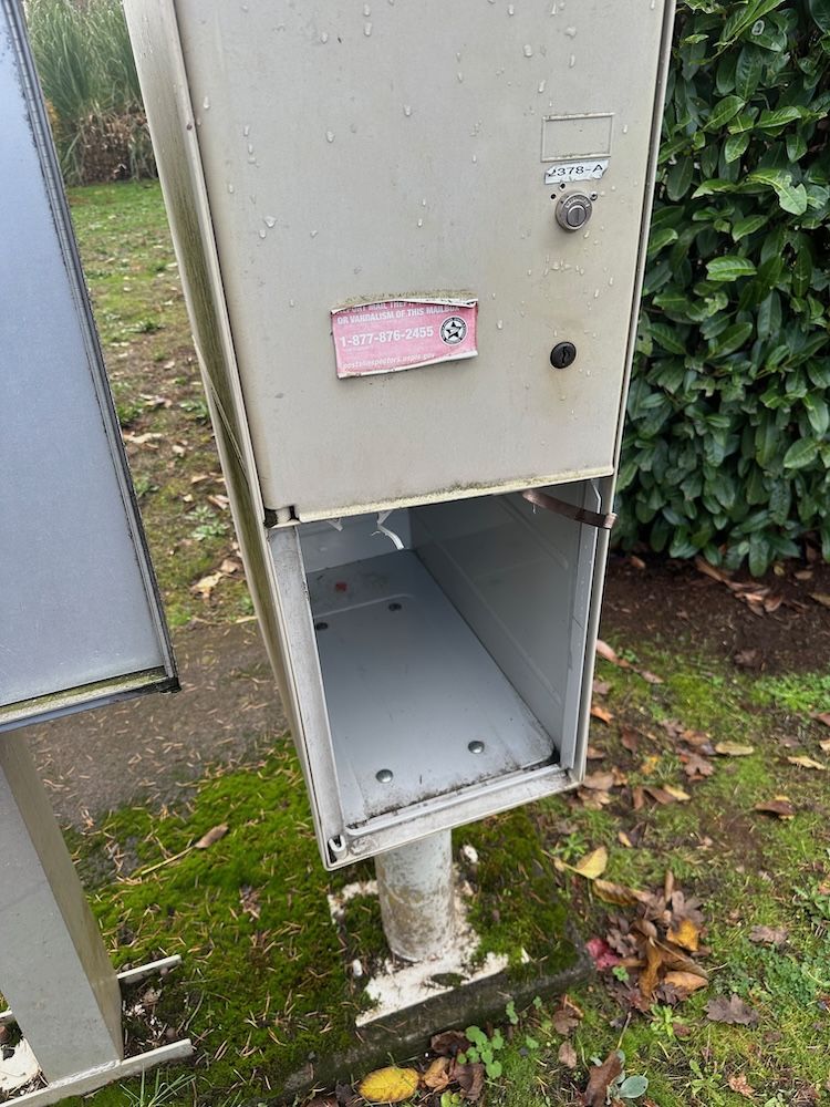 The one year anniversary of our mailbox being vandalized The one-year anniversary of our mailbox being vandalized